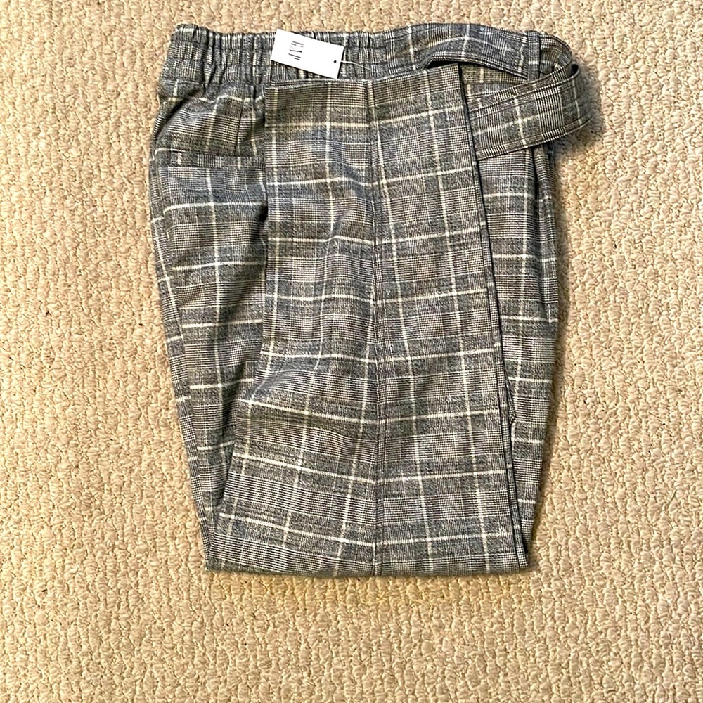 Gap plaid tie front trouser
